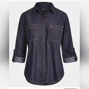 Lauren Ralph Lauren Dark Denim Shirt Large New